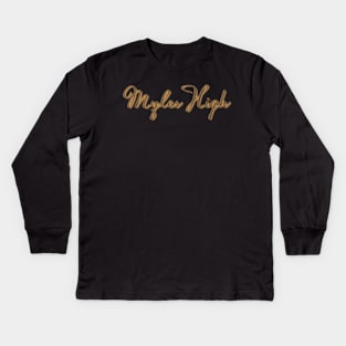 Myles High Wheat Script Kids Long Sleeve T-Shirt